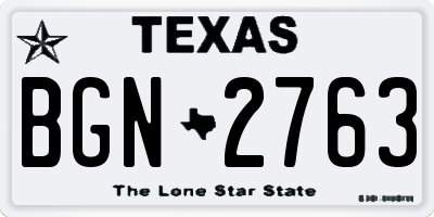 TX license plate BGN2763
