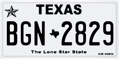 TX license plate BGN2829