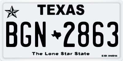 TX license plate BGN2863
