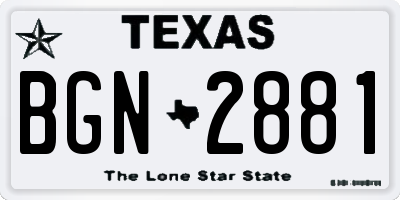 TX license plate BGN2881