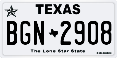 TX license plate BGN2908