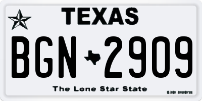 TX license plate BGN2909