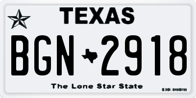 TX license plate BGN2918