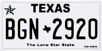 TX license plate BGN2920