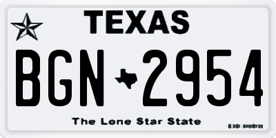 TX license plate BGN2954
