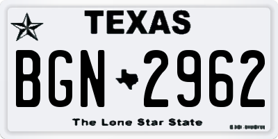 TX license plate BGN2962
