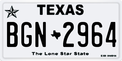 TX license plate BGN2964