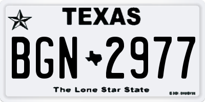 TX license plate BGN2977
