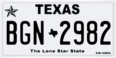 TX license plate BGN2982
