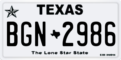 TX license plate BGN2986