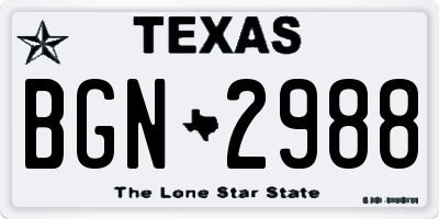 TX license plate BGN2988