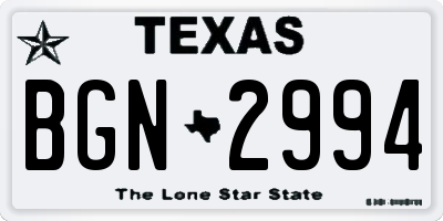 TX license plate BGN2994