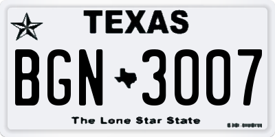 TX license plate BGN3007