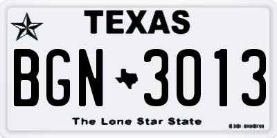 TX license plate BGN3013
