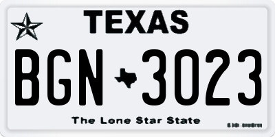 TX license plate BGN3023