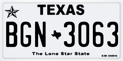 TX license plate BGN3063