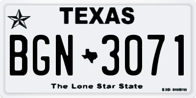 TX license plate BGN3071