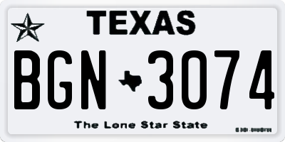 TX license plate BGN3074