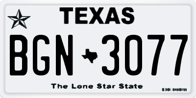 TX license plate BGN3077
