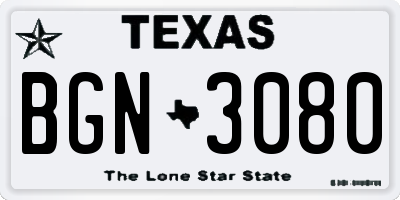 TX license plate BGN3080
