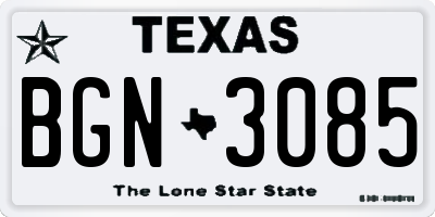 TX license plate BGN3085