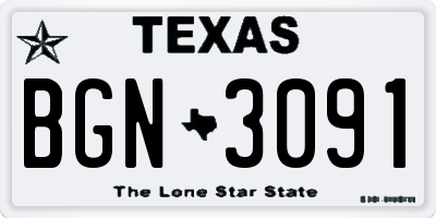 TX license plate BGN3091