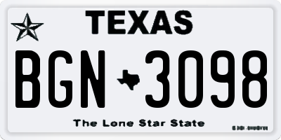 TX license plate BGN3098