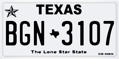 TX license plate BGN3107
