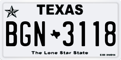TX license plate BGN3118