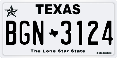 TX license plate BGN3124