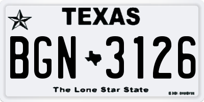 TX license plate BGN3126