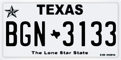 TX license plate BGN3133