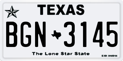 TX license plate BGN3145