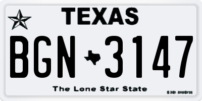 TX license plate BGN3147