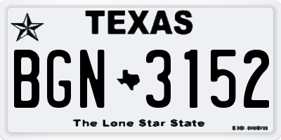 TX license plate BGN3152