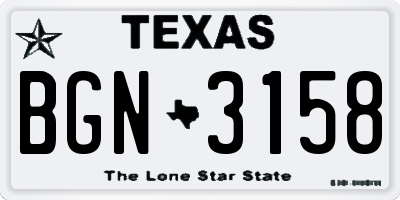 TX license plate BGN3158