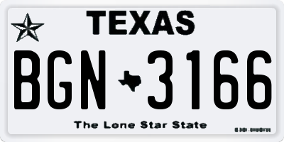 TX license plate BGN3166