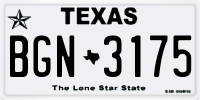 TX license plate BGN3175