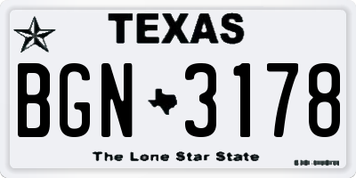 TX license plate BGN3178