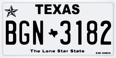 TX license plate BGN3182
