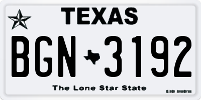 TX license plate BGN3192