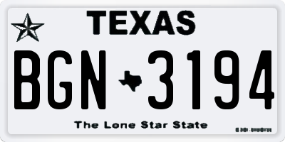 TX license plate BGN3194