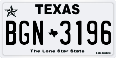 TX license plate BGN3196