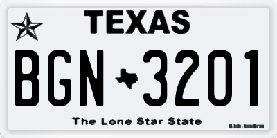TX license plate BGN3201