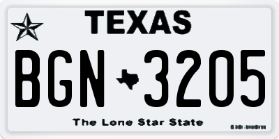 TX license plate BGN3205
