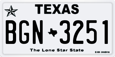 TX license plate BGN3251