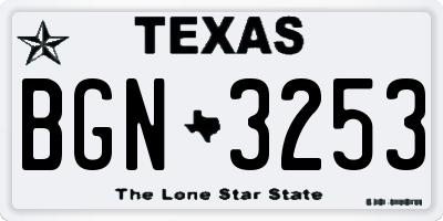 TX license plate BGN3253