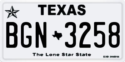 TX license plate BGN3258