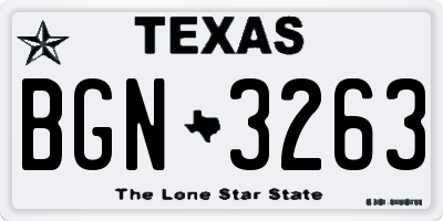 TX license plate BGN3263