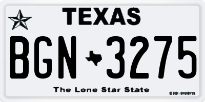 TX license plate BGN3275